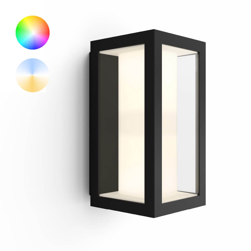 Philips Hue Impress smart buitenwandlamp, RGBW, zwart, vierkant aluminium