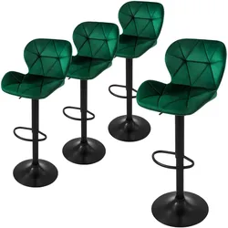 BARHOCKER 4er Set Grün aus Samt höhenverstellbar/drehbar