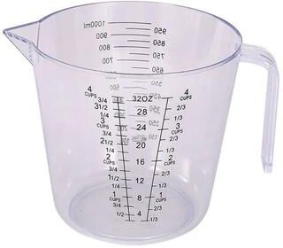 Uplift Essentials Plastic Measuring Cup With Pour Spout And Handle transparent 1000ml