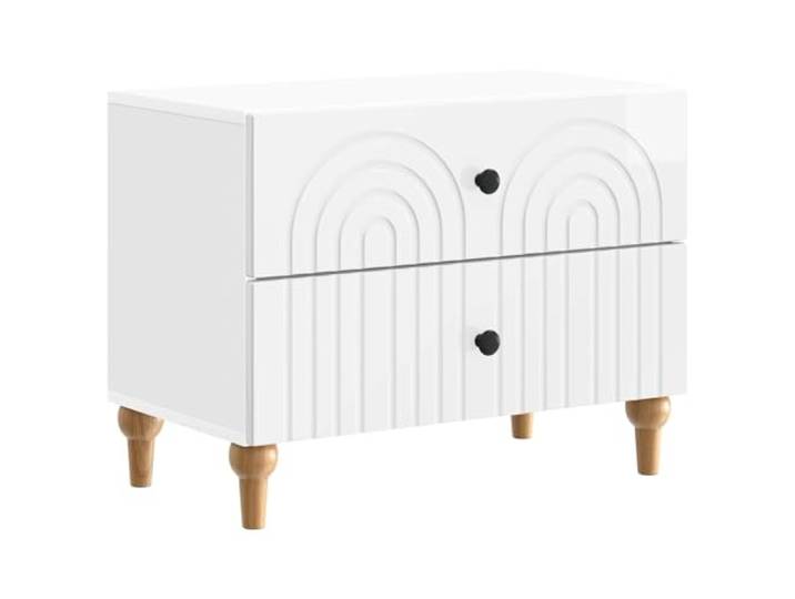 KUPTYERFG Nachttisch Hochglanz Weiß mit 2 Schubladen 62x34,5x48 cm Modernes Beistelltisch-Design für Schlafzimmer und Wohnzimmer, bietet vielseitigen Stauraum und zeitlose Ästhetik.