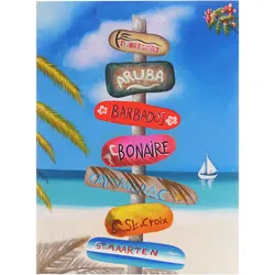 Ölgemälde Straßenschild, 100% handgemaltes Wandbild Gemälde XL, 100x75cm