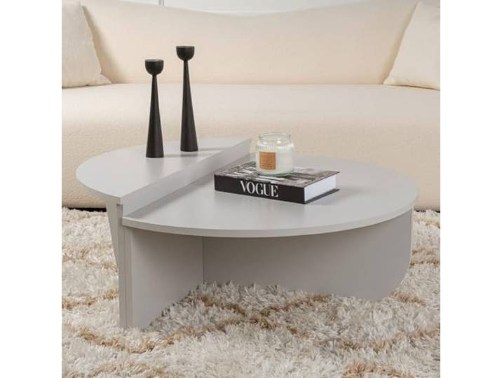 Dmora Couchtisch Feglino 90x60x35 cm Grau Ovalform