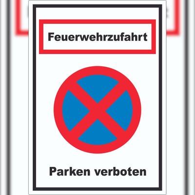 HB-Druck Feuerwehrzufahrt Parken verboten Aufkleber A4 (210x297mm)