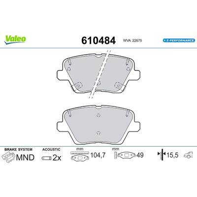 Valeo Bremsbelagsatz, Scheibenbremse [Hersteller-Nr. 610484] für Hyundai, Kia