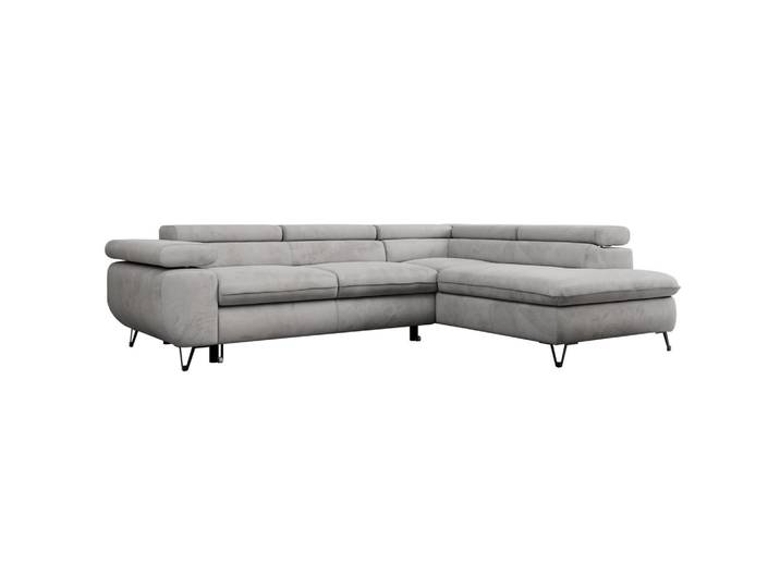 ECKSOFA PEDRO L Hellgrau Velvet - Rechts Seite