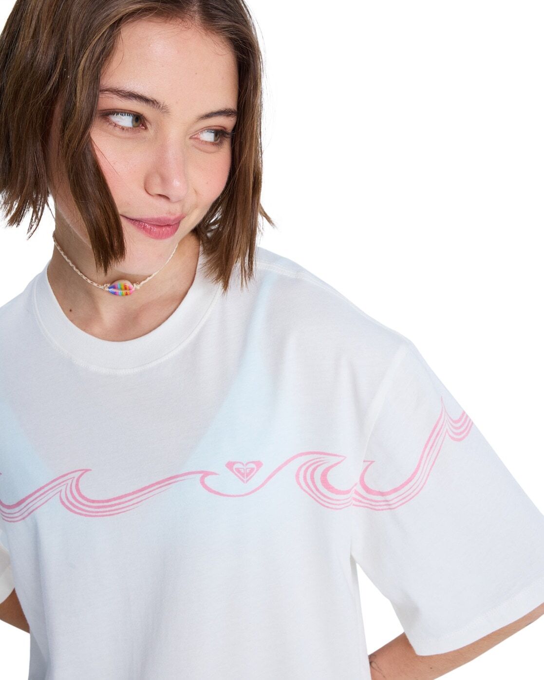 T-Shirt ROXY "Hangloose Placed", Damen, Gr. M, weiss (coconut milk), Obermaterial: 100% Baumwolle., Shirts T-Shirt coconut milk M