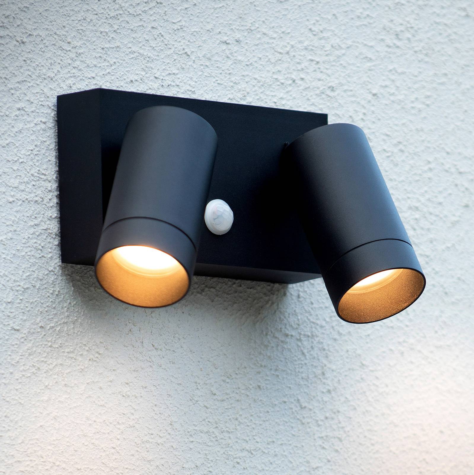 Lucide Applique extérieur avec détecteur Taylor, dimmable, noir, Aluminium, Moderne