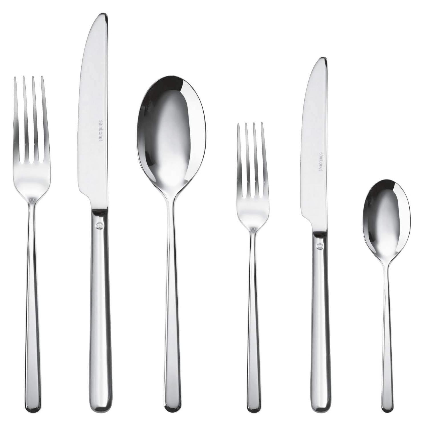 36-teiliges Besteckset, Edelstahl, gebürstet, Silber