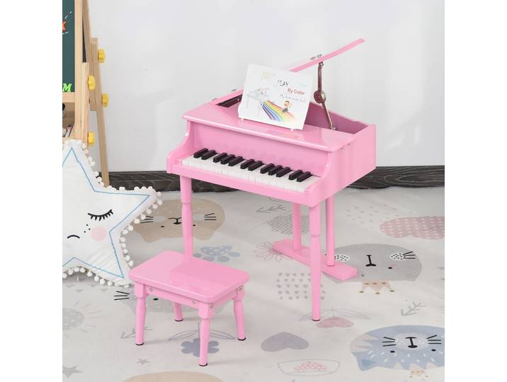 HOMCOM Piano Enfant 30 Touches Bois Rose avec Tabouret