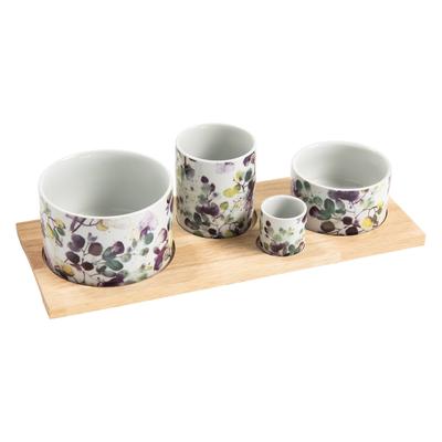 TABLE PASSION Aperitifservice 4-teilig Garden - Mehrfarbig Rechteck Porzellan Tisch Passion 33.5x13 cm