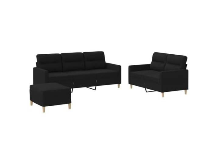 KUTYWEXFM 3-tlg Sofagarnitur mit Fußhocker & Kissen Schwarz Moderne Couchgarnitur für Wohnzimmer und Büro. Ausgestattet mit bequemer Schaumstoff-Polsterung und flexiblem Hocker.