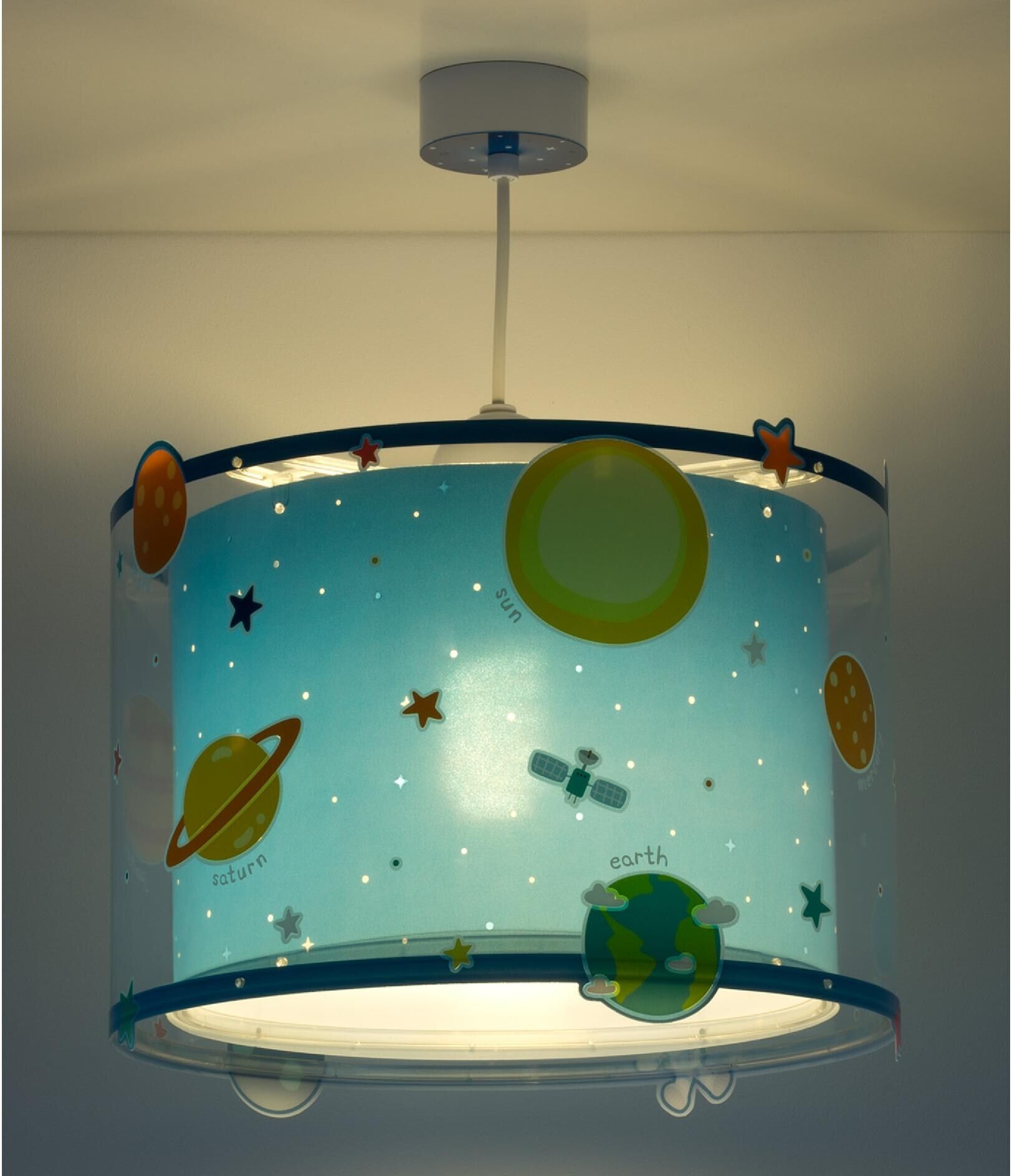 Hängeleuchte DALBER "Planets", Gr. H: 25cm, blau, Leuchten Hängeleuchte blau H: 25cm