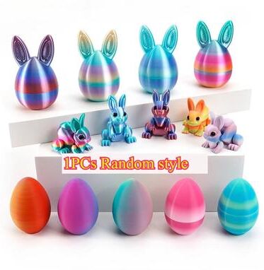 Inspired Finds 3D Printed Easter Rabbit Egg Bunny Ornament Cute Desktop Decor random