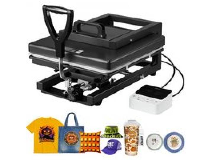 VEVOR Presse à Chaud pour T-shirts, Presse à Transfert Thermique 5-en-1, avec Platine Chauffant de 38 x 38 cm, Chauffe Rapide et Uniforme, pour Sublimation Tasses Gobelets Casquettes et Assiettes