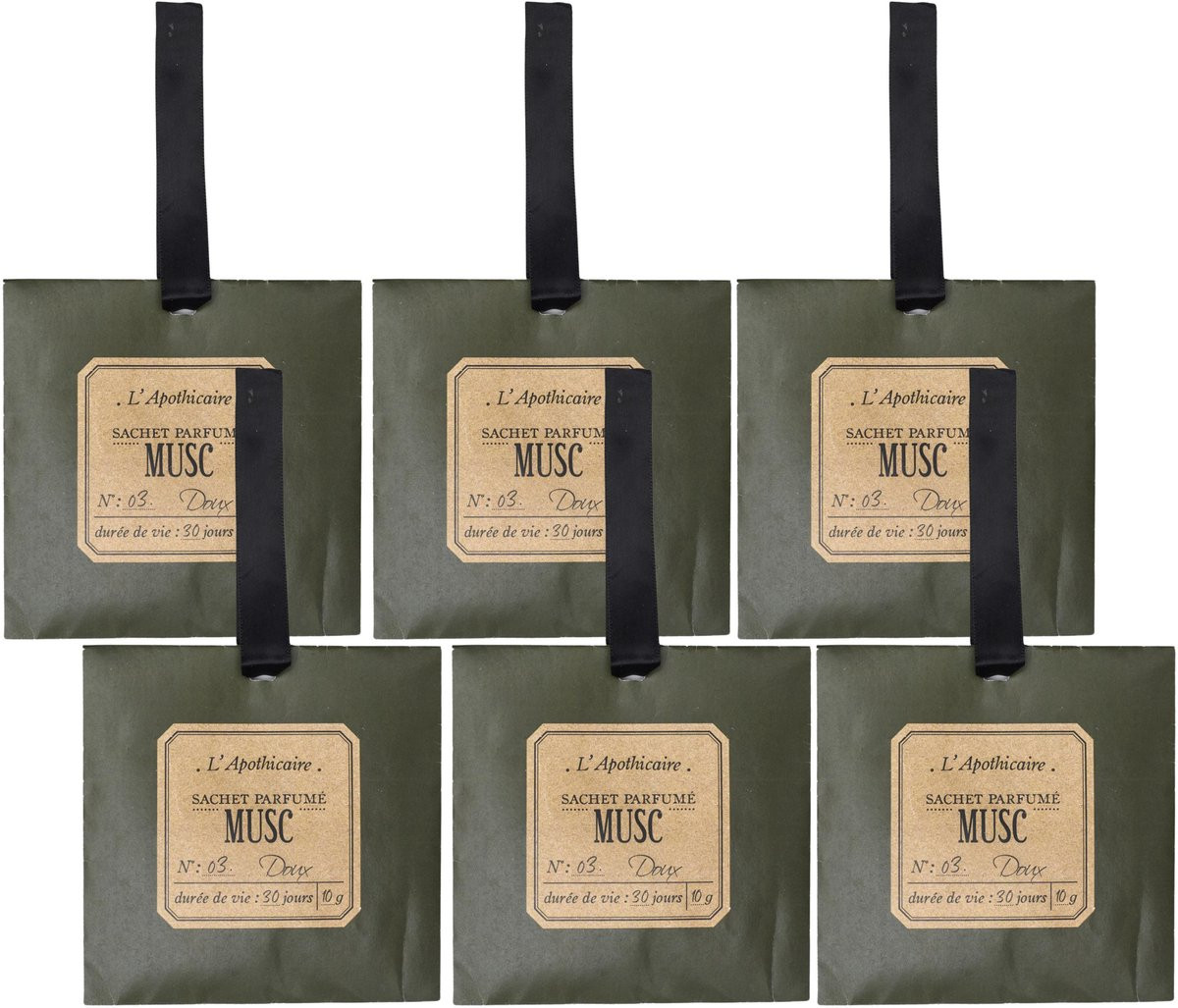 Home Deco Factory Geurzakjes Witte Muskus - 6 stuks - Voor kledingkast