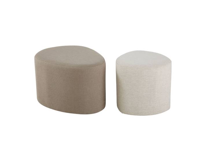 Poufs gris clair et blanc (x2)
