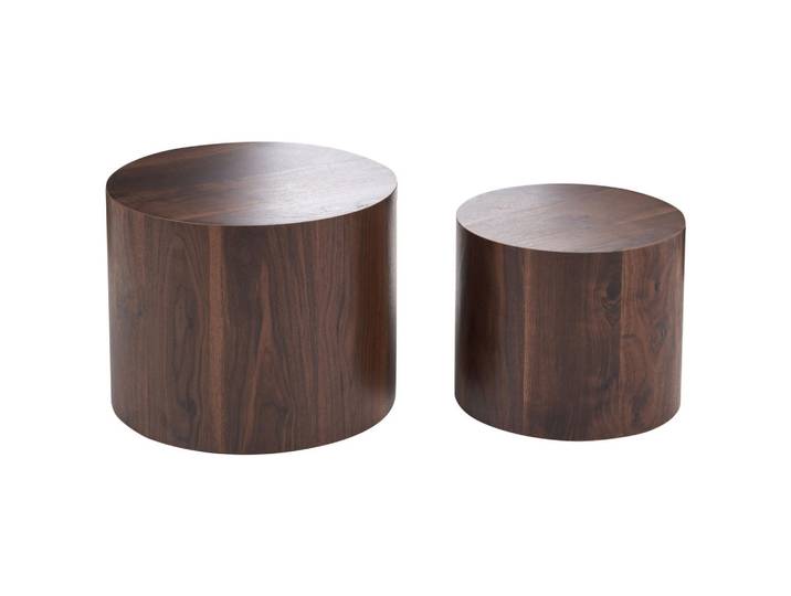 Beliani Couchtisch 2er-Set Dunkelbraun, Rund, 48x38x48 cm, Wohnzimmer, Wohnzimmertische, Couchtische