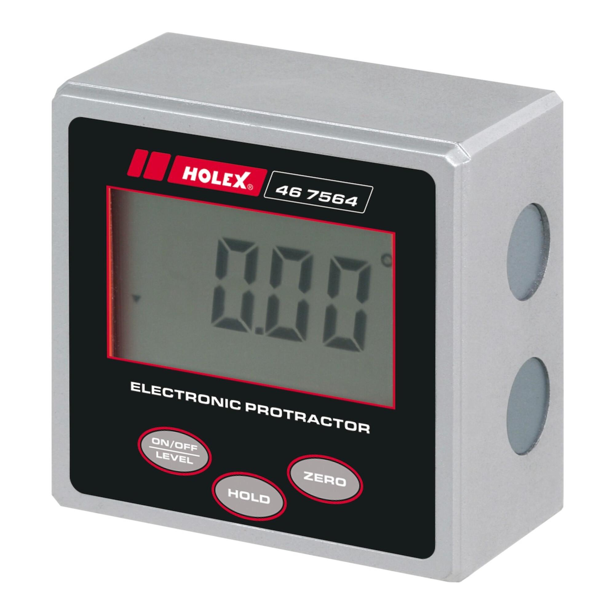 Holex Digitales Neigungsmessgerät aus Aluminium mit LCD-Anzeige und Magnetfuß (Messbereich:360°, Auflösung:0,05°) für Winkelmessungen, 467564)