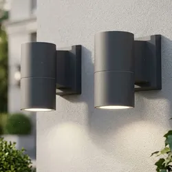 2x Außenwandleuchte Wandleuchte Gartenleuchte Anthrazit Glas Aluminium IP44