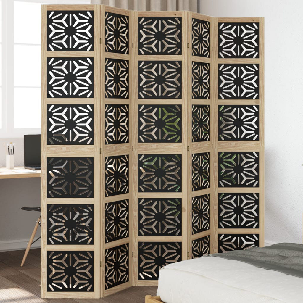 Latitude Vive Solid Wood Room Divider Black;Brown 200cm H x 180cm W
