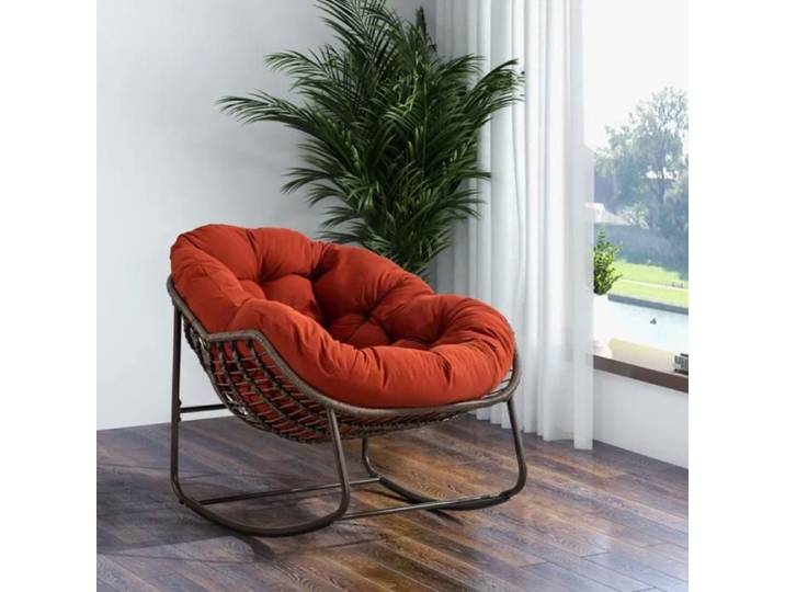 EroPand-Fauteuil de Relaxation à Bascule en Velours Chaise Confortable Orange orange FAUTEUIL