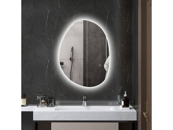 Miroir salle de bain asymétrique 70x50 cm LED antibuée
