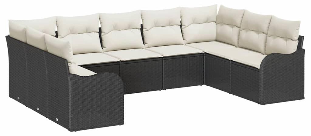 Modulares Lounge-Set, Gartenbank, Lounge-Ecke, Gartenmöbel, Sitzgruppe - Schwarz, cremefarbene Kissen