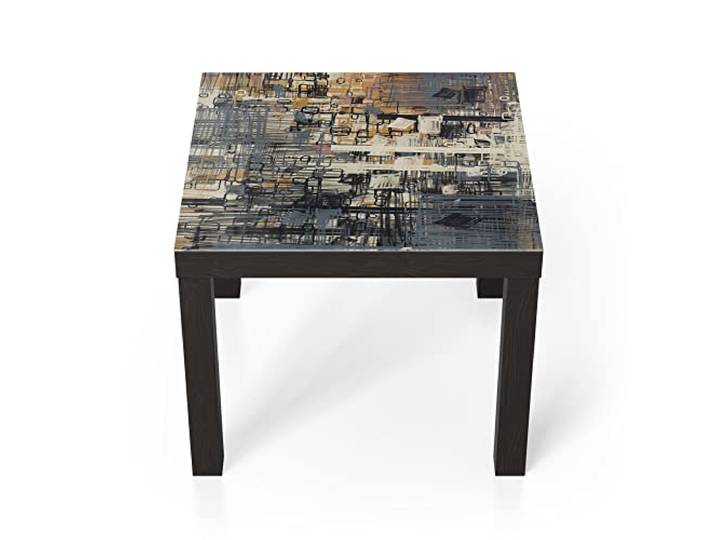DEQORI Glastisch schwarz klein 55x55 cm Motiv Variation von Formen ausgefallener Beistelltisch aus Glas Hochglanz Couchtisch fürs Wohnzimmer moderner Couch Tisch mit Design