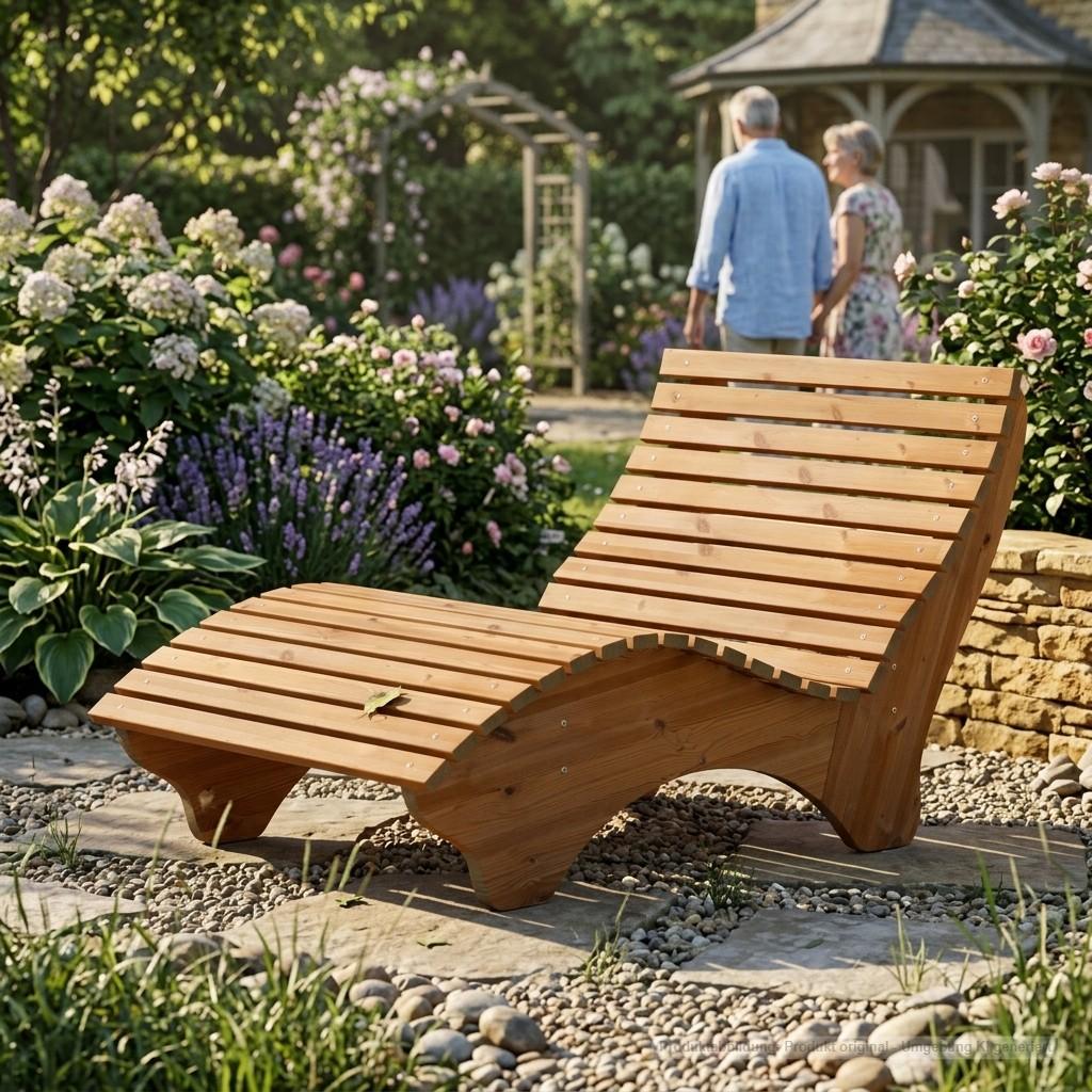 Holzliege Wellenliege "Ruhe-Vroni" (Thermoholz) Breite 120cm Waldsofa