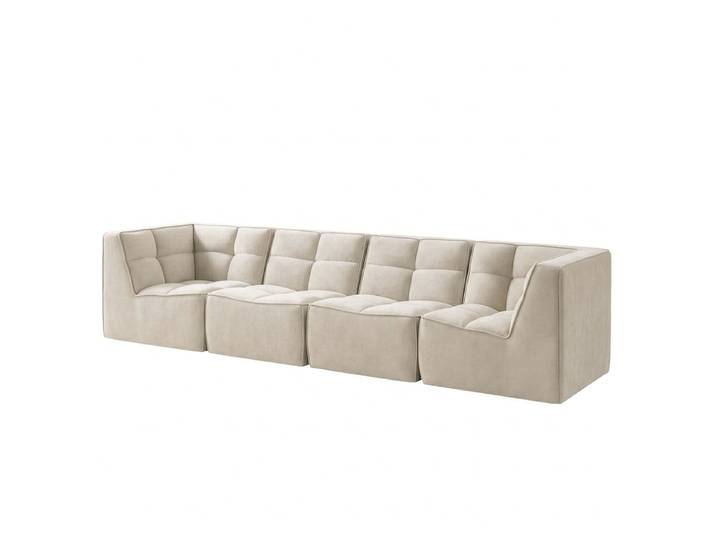 Modulares Ecksofa 4-teilig Set B Beige Samt Blonda Glamour