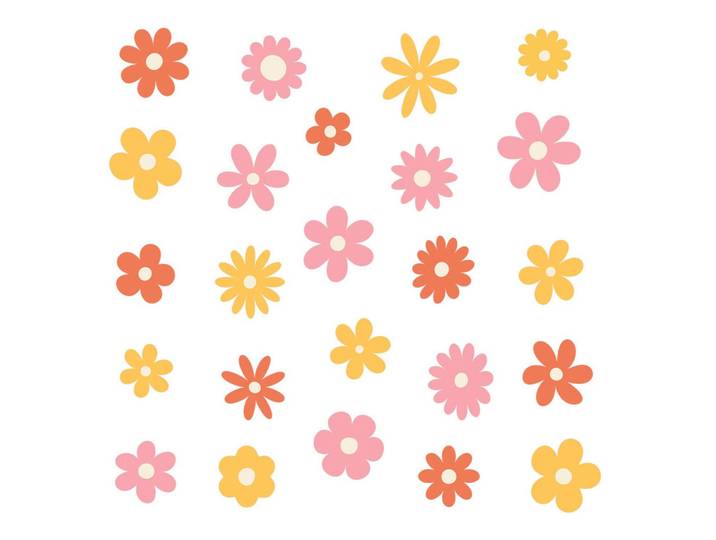 Wallfluent Wandaufkleber 130x182cm - Dekorative Blumen, Mehrfarbig, Kunststoff, Rechteckig, 130x182x0.1 cm, Tapeten & Wandverkleidungen, Wandtattoos & Sticker, Wandtattoos