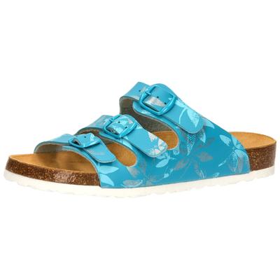 Pantolette LICO "Pantolette Bioline Leave", Damen, Gr. 38, blau, Synthetik, Schuhe Pantolette