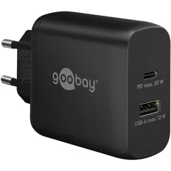 Goobay USB-C™ PD Dual-Schnellladegerät (65 W) schwarz