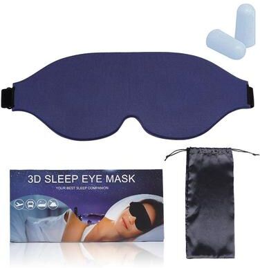 Everyday Crate 4 In 1 Sleep Eye Mask Memory Foam Blackout Mask With Earplugs For Travel And Deep Sleep blue