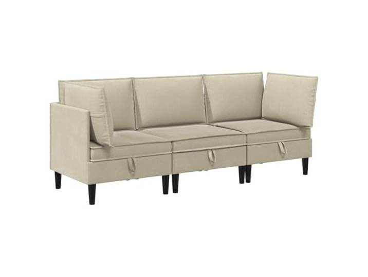 Favemtsl 3-TLG Wohnzimmergarnitur Stoff Couch Modulsofa Set Sand Erweitern Sie Ihr Wohnzimmer mit diesem modularen 3er Set. Der Sperrholzrahmen und braune Beine bieten hohe Stabilität.
