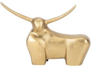 "Sagebrook Home Gold Aluminum 8"" Standing Bull Figurine - A Majestic Accent for Home Decor - 12"" x 3"" x 8"""