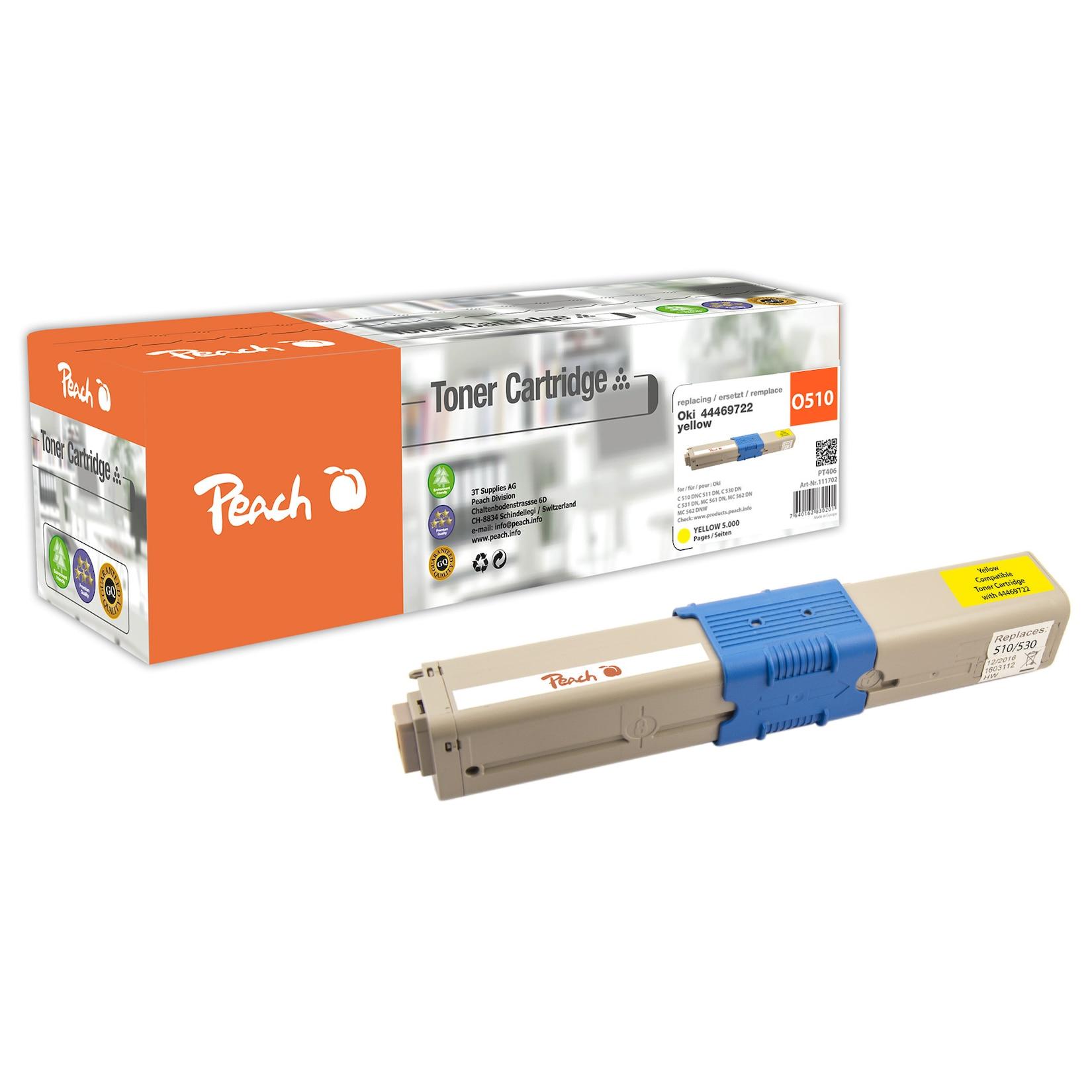 Peach O4446/4449 Toner XL ye ersetzt OKI 44469722 für z.B. OKI C 510 DN, OKI C 511 DN, OKI C 530 DN, OKI C 531 DN, OKI MC 561 DN, OKI MC 562 DN (wiederaufbereitet)