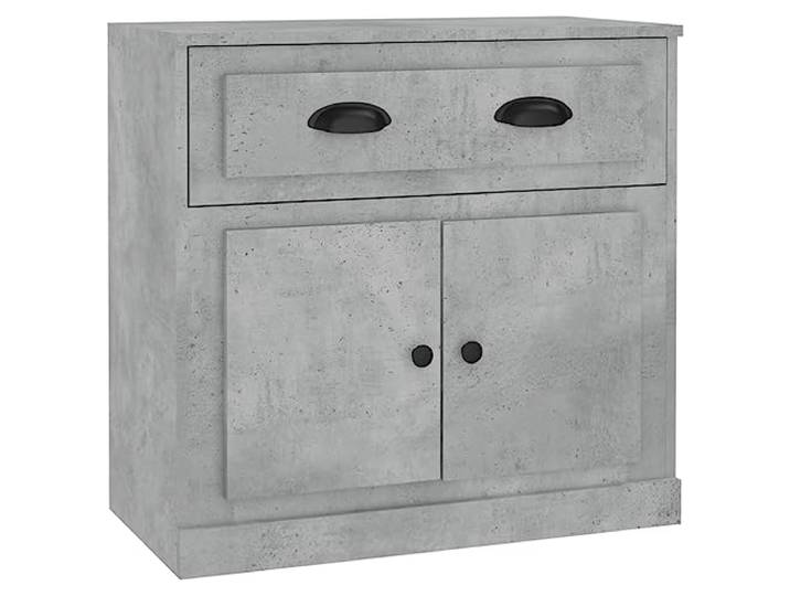 Fisinber Sideboard Betongrau 70x35,5x67,5 cm Anrichte Schrank Holz Stabiler Beistellschrank in Beton-Optik für Wohnzimmer und Schlafzimmer mit geschlossenen Türen zum Schutz vor Staub.