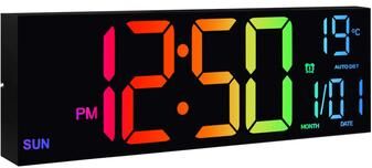 Uplift Treasures 16 Inch Large RGB Digital Wall Clock black 16 Inch