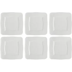 La Porcellana Bianca Set mit 6 quadratischen Florentina-Tellern - Weiss 20 cm, Teller, Weiss