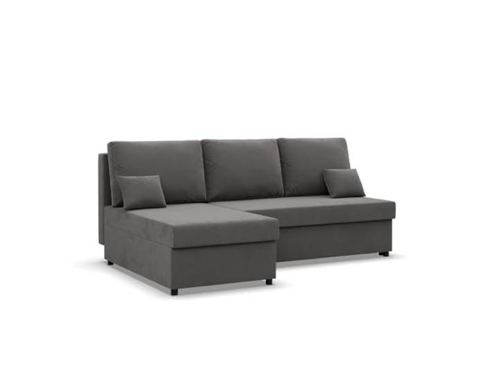 Mebligo Kemi - Ecksofa mit Schlaffunktion, Bettkastem, Komfort und Still, Schaum, grau (Mikrofaza 27)