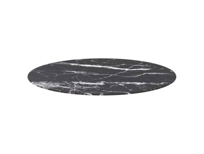 HGPOTUY Tischplatte Schwarz Ø90x1 cm Hartglas in Marmoroptik Gehärtetes Glas,langlebig,leicht zu reinigen mit feuchtem Tuch,für Esstische und Couchtische