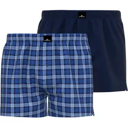 GÖTZBURG Herren Boxer 2er Pack - Poplin, Pure Cotton, Unterwäsche Set Blau/Weiß / M