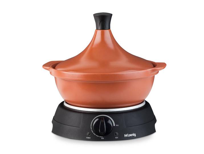 La Fonderie 1890 Tajine Taj3 Rot, 3 L, Schmortopf, Terrakotta, Einstellbare Temperatur, Kontrollleuchte, 600 W, Schwarz, Metall, 34.5x34.5x29.5 cm, Kochgeschirr, Küchengeräte, Küchenmaschinen
