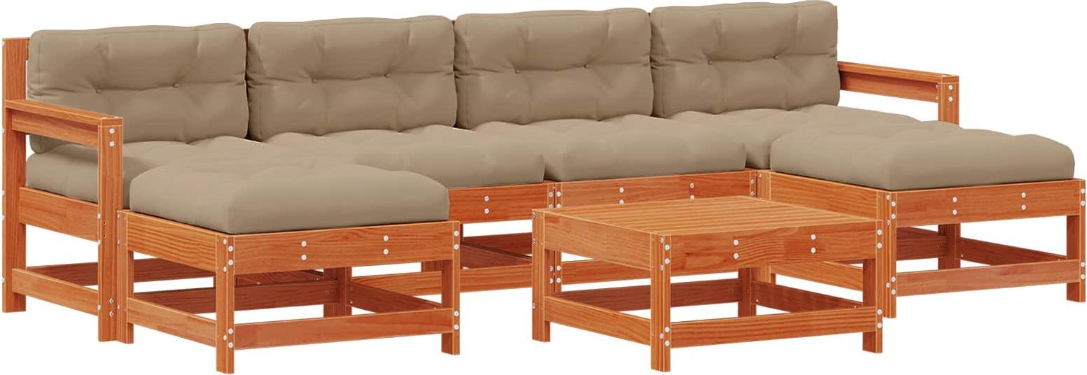 Garten-Lounge-Set 7 pcs Wachsboden Kiefer Massives Kiefernholz