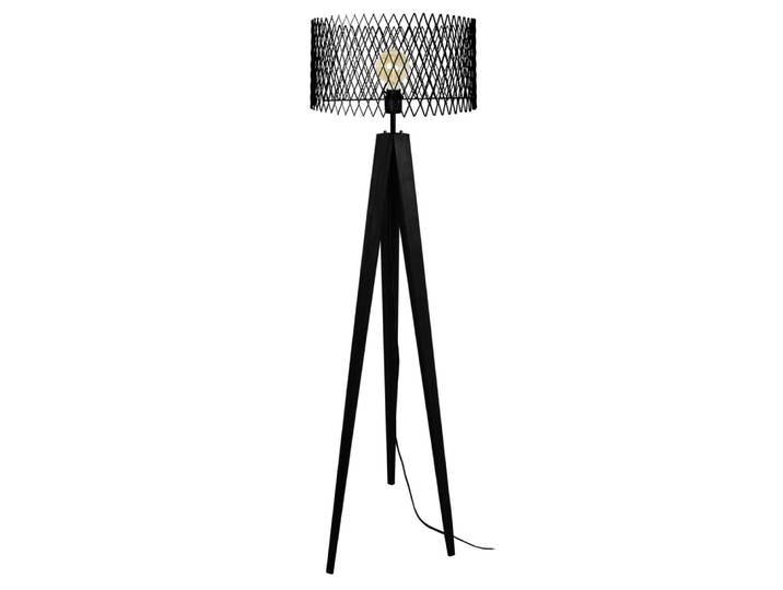 Lampadaire bois noir abat-jour métal noir