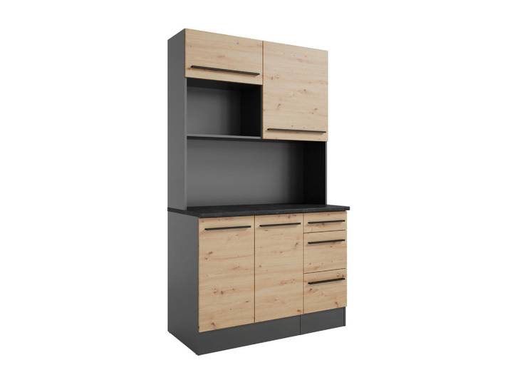Mid.you Buffet, Anthrazit, Eiche Artisan, Holzwerkstoff, 2 Fächer, 3 Schublade(n) Schubladen, 120x211x60 cm, Beimöbel erhältlich, Küchen, Küchenmöbel, Buffetschrank