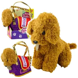 Pudelhund in Kletttasche, Plüschtier, Hellbraun