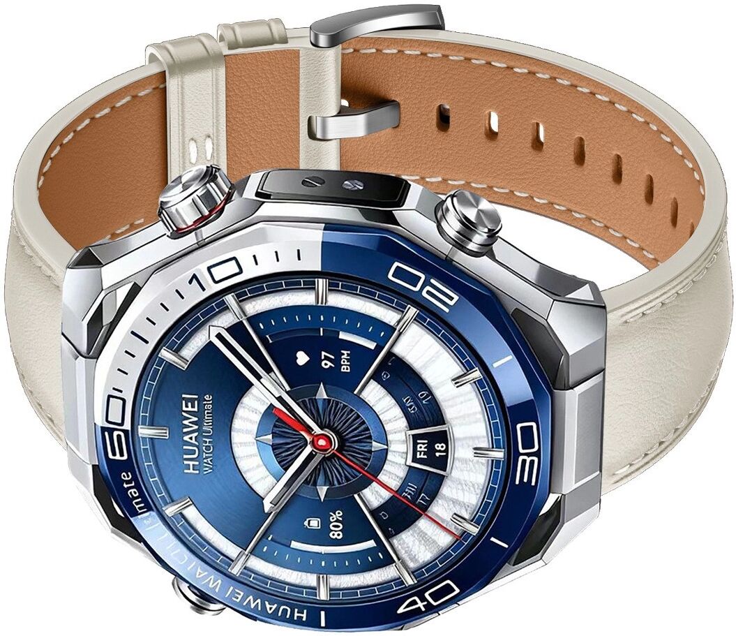 INF Faux-Leder-Uhrenarmband kompatibel mit Huawei Ultimate 2 – 22mm Ersatzband mit Dornschließe, mehrere Farben Beige