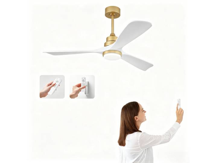 Bexevue Deckenventilator & LED Beleuchtung Vor-/Rücklauf reversibler DC-Motor, Weiß, Metall, LED integrated, 132x45.7x132 cm, Lampen & Leuchten, Innenbeleuchtung, Deckenleuchten, Deckenleuchten